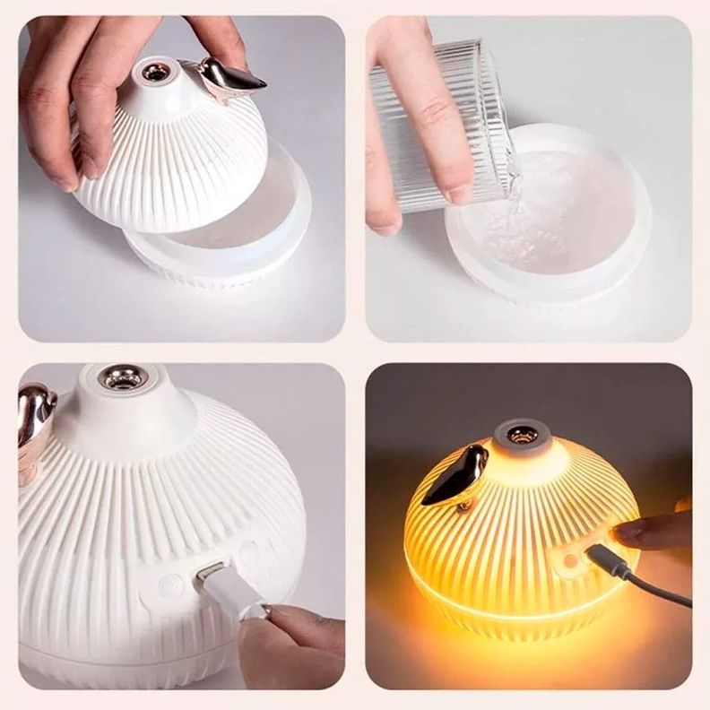 Humidificador Redondo Blanco Luz Led 300 ML-3