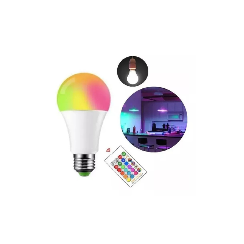 Bombilla colorida con control remoto RGB inteligente E27-1