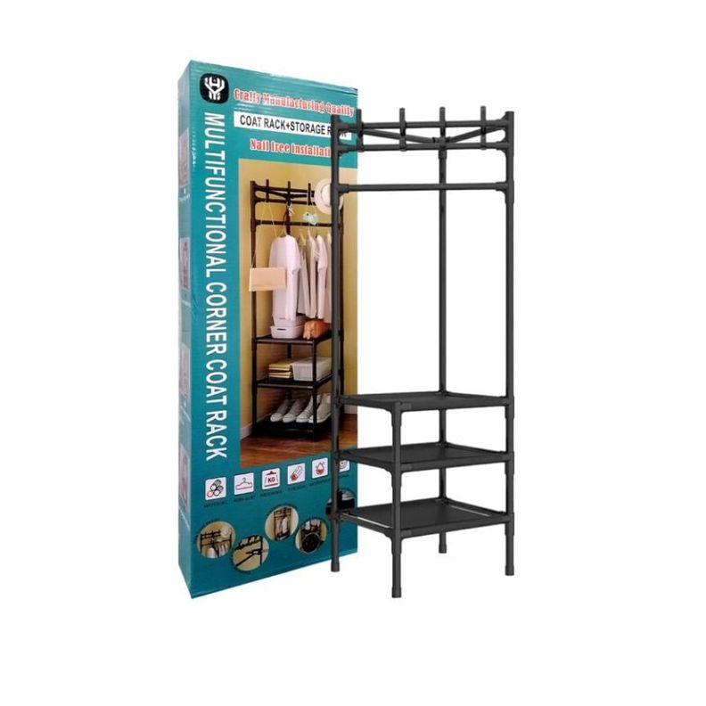 Organizador multifuncional metálico 3 niveles perchero ropa-1