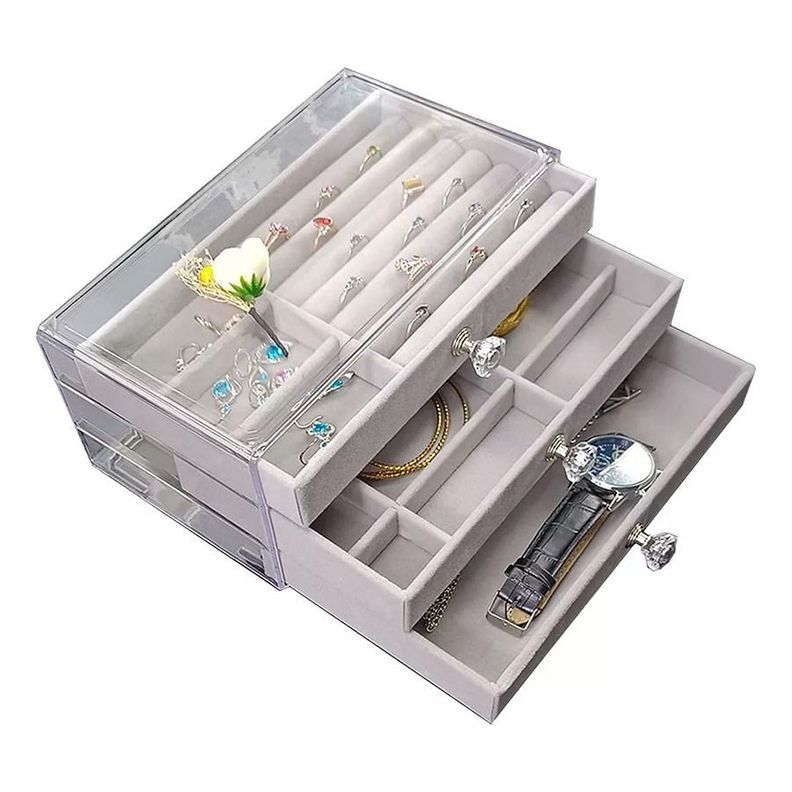 Organizador De Acrílico Con 3 Bandejas Para Guardar Joyas-2