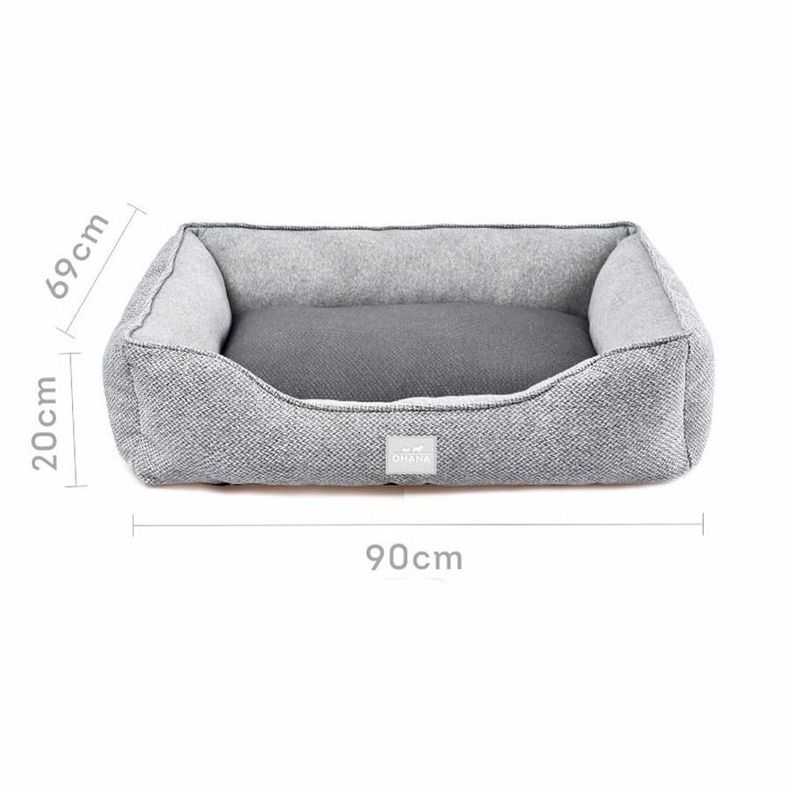 Cama Lavable Antibacteriana Para MascotasGris 90X69X20cm-1