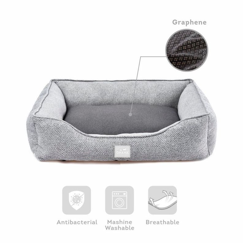 Cama Lavable Antibacteriana Para MascotasGris 90X69X20cm-4
