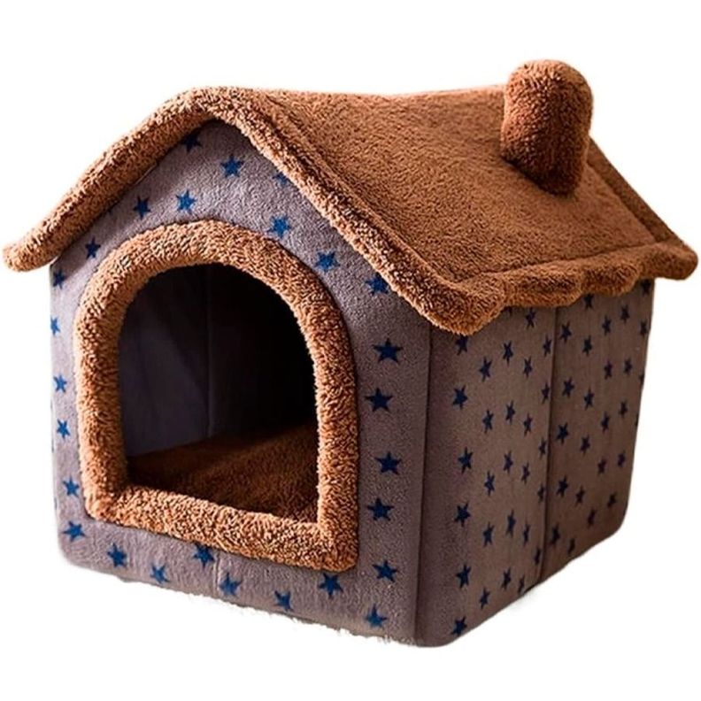 Casa Cama Refugio Diseño Estrellas Para Mascotas 44X36X39cm-0