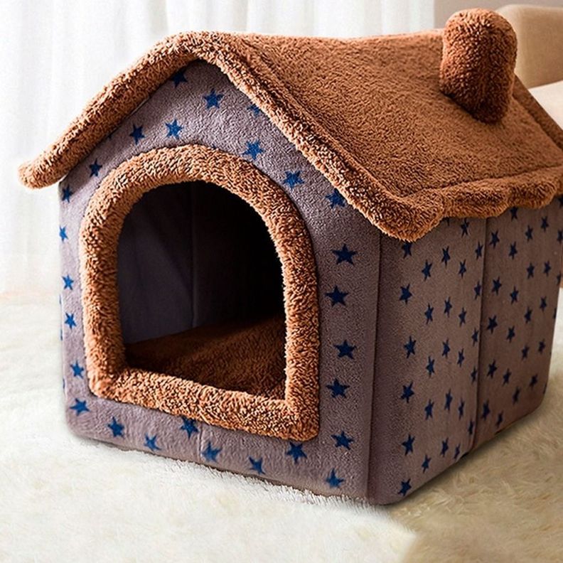 Casa Cama Refugio Diseño Estrellas Para Mascotas 44X36X39cm-2