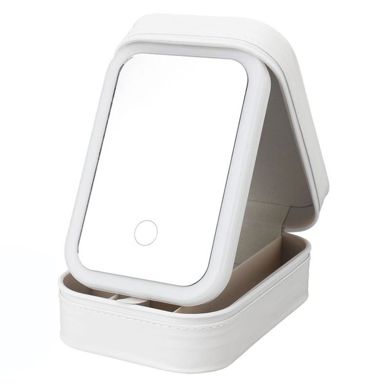 Estuche Organizador De Cosméticos Con Espejo Y Luces LED-0