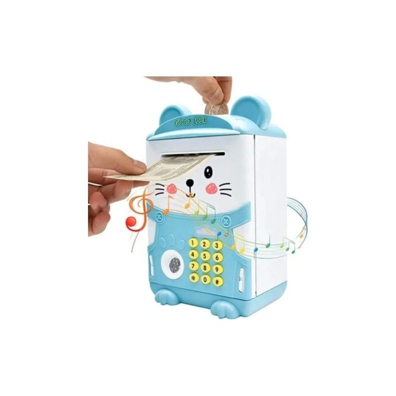Alcancía Electrónica Automática con sonido huella niños azul-2