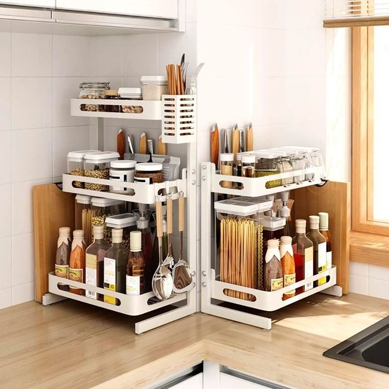 Organizador De Especias De 3 Niveles Con Ganchos Para Utensilios-4