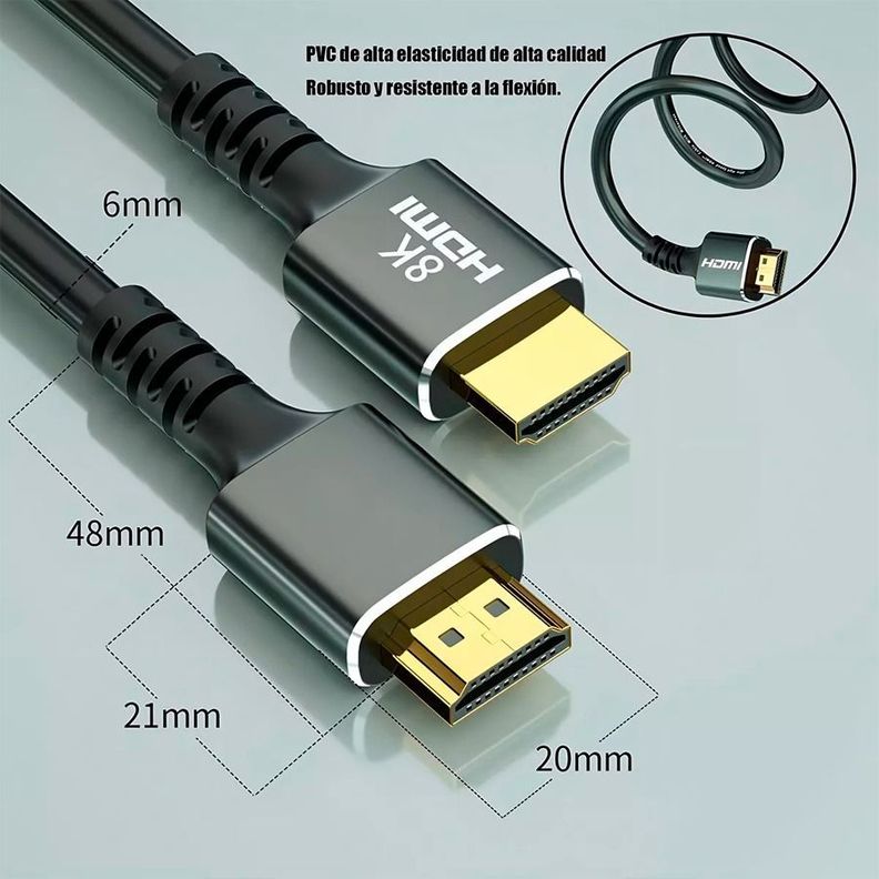 Cable Adaptador HDMI 8K 60Hz Ultra HD Alta Velocidad 1.5 Metros-4