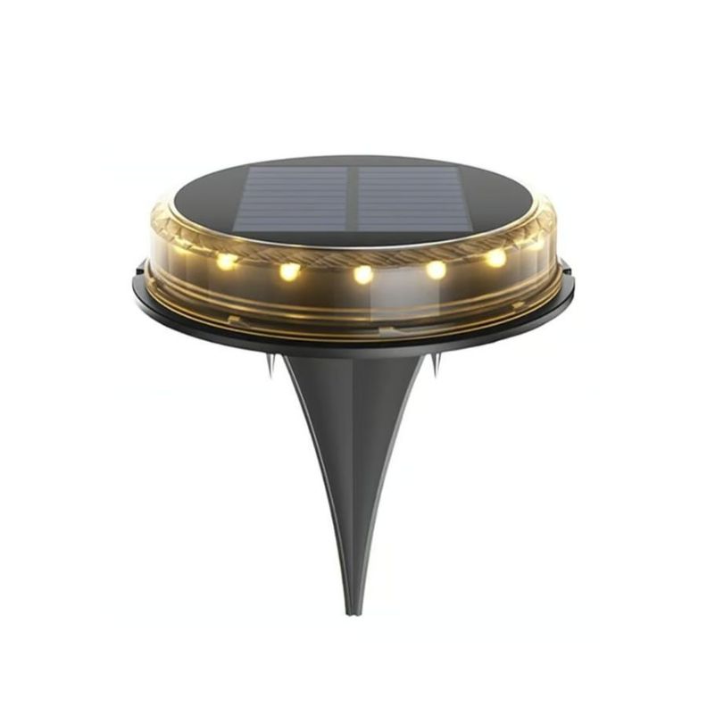 Pack 2 Lampara Disco Solar Impermeable Estaca Jardin Luz Calida-0