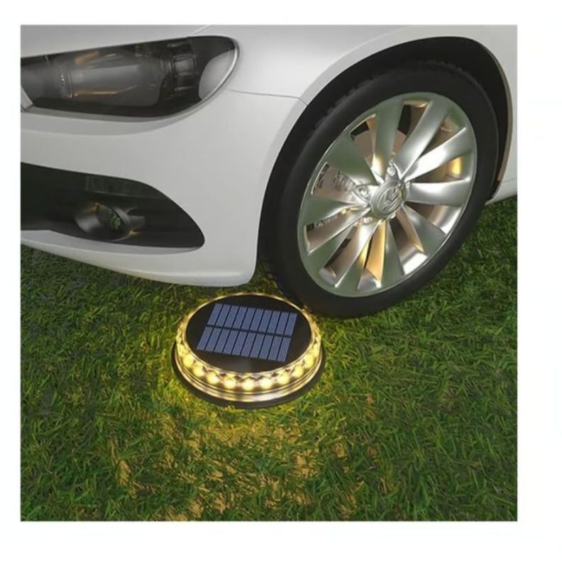 Pack 2 Lampara Disco Solar Impermeable Estaca Jardin Luz Calida-2