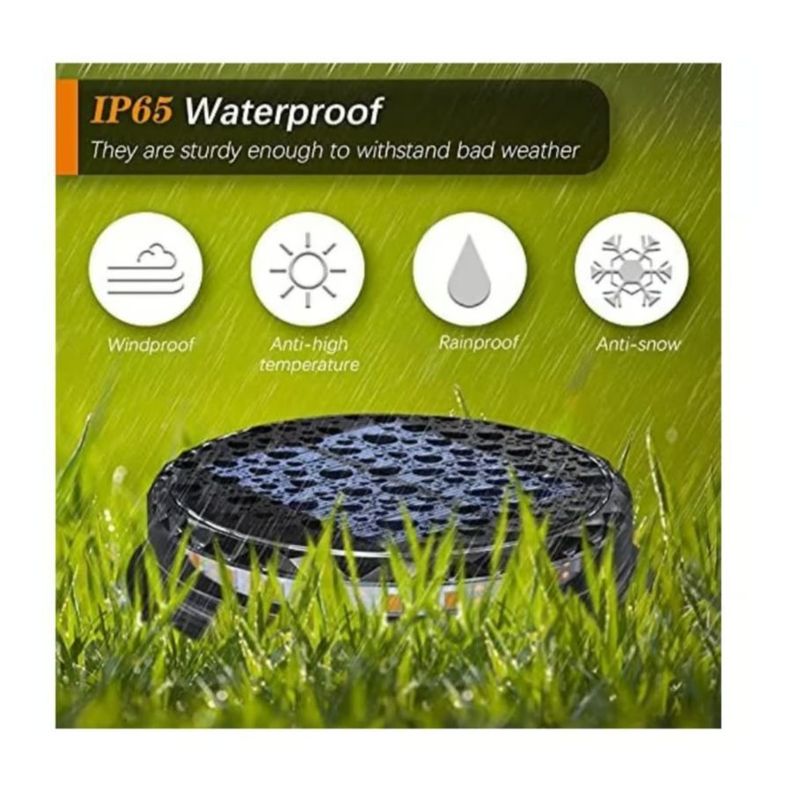 Pack 2 Lampara Disco Solar Impermeable Estaca Jardin Luz Calida-4