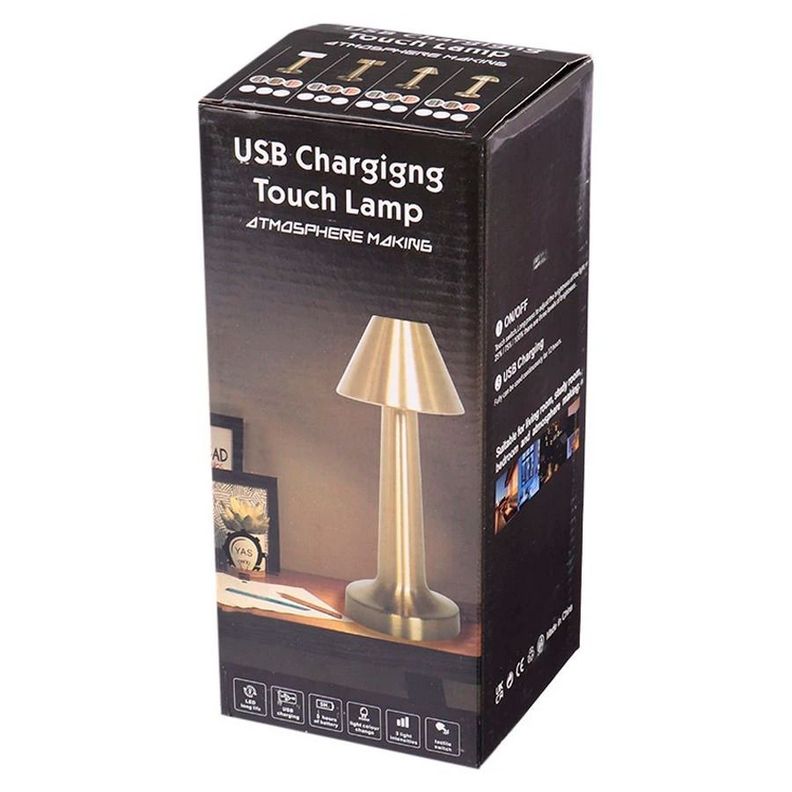 Lámpara De Mesa Recargable Inalámbrica Control Táctil Con Carga Usb-0