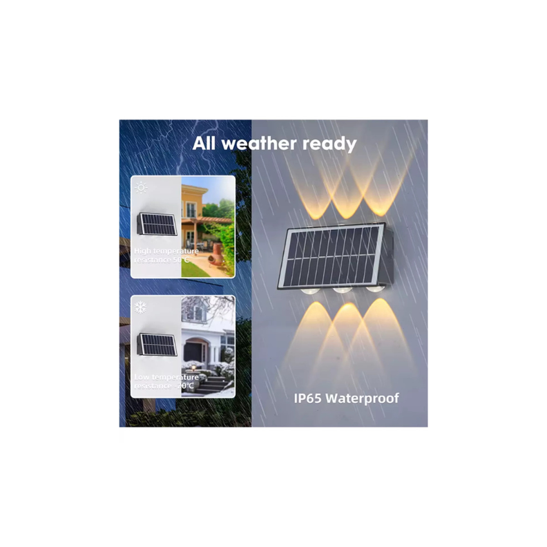 Lampara aplique Solar De Pared 6 Focos Para Exteriores bifocal-4