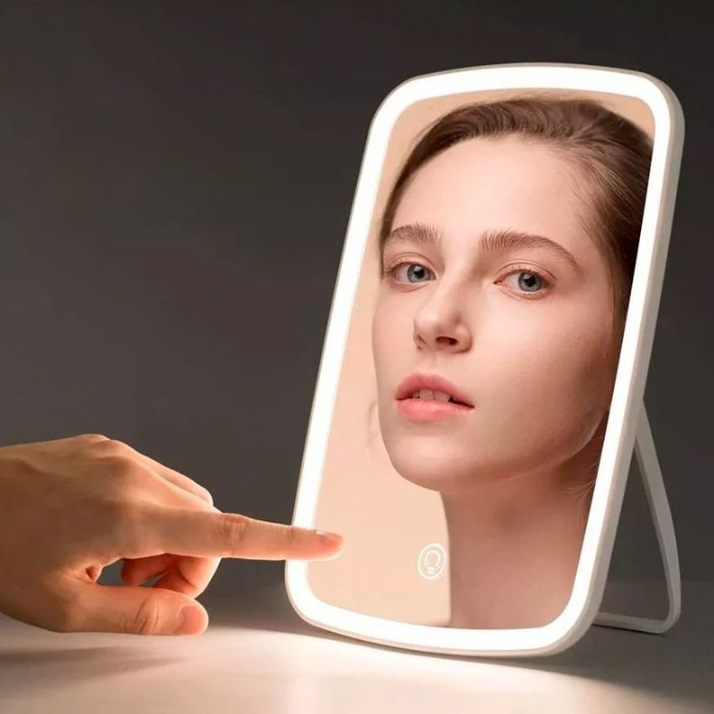 Espejo De Maquillaje Led Iluminación Portátil Recargable-3