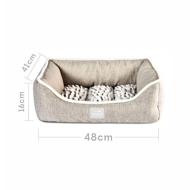Cama Suave Cuadrada De Lino Para Perros 48X41X16cm-3