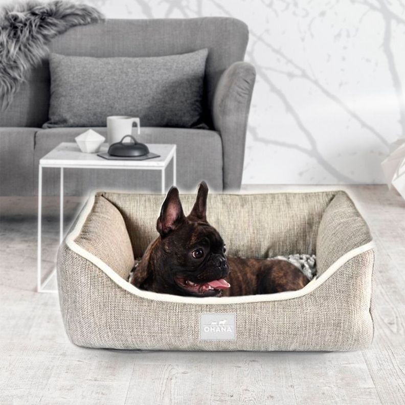 Cama Suave Cuadrada De Lino Para Perros 48X41X16cm-4
