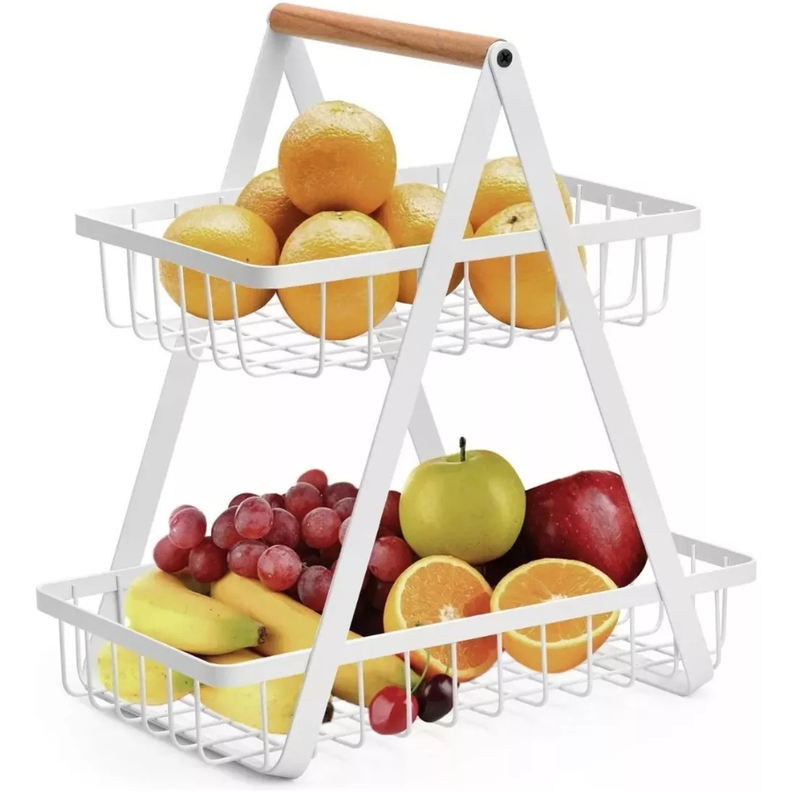 Frutera Panera Rack Organizador Metal 2 Niveles Rectangular-0