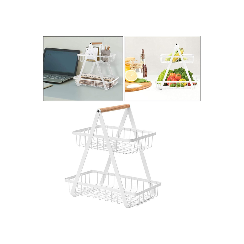 Frutera Panera Rack Organizador Metal 2 Niveles Rectangular-1