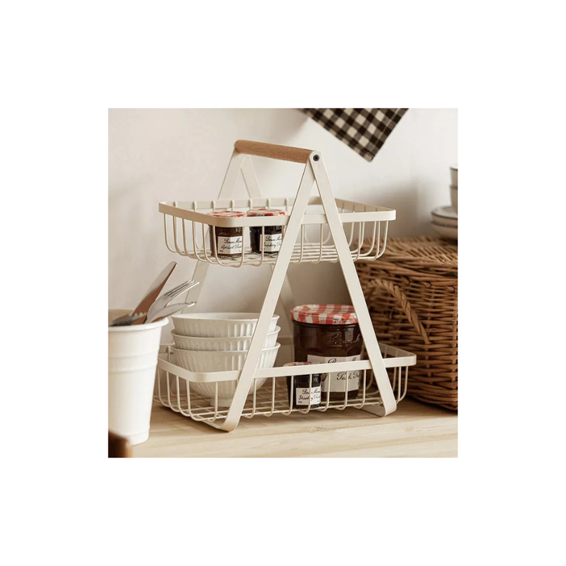 Frutera Panera Rack Organizador Metal 2 Niveles Rectangular-2
