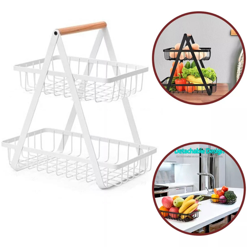 Frutera Panera Rack Organizador Metal 2 Niveles Rectangular-3