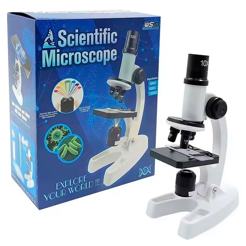 Kit De Microscopio LED De 300X 600X 1200X Para Niños-0