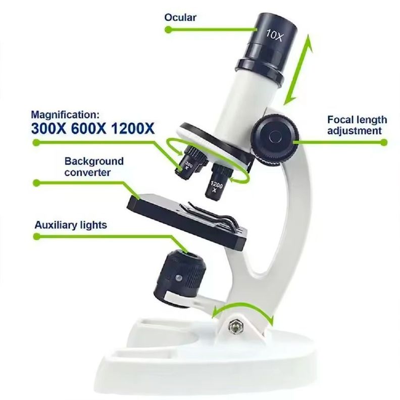 Kit De Microscopio LED De 300X 600X 1200X Para Niños-1