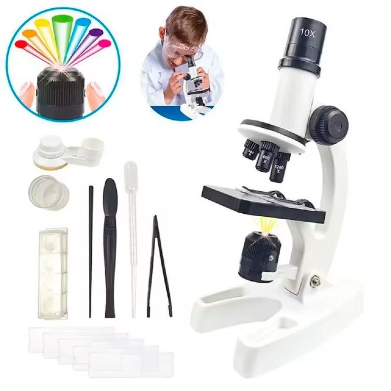 Kit De Microscopio LED De 300X 600X 1200X Para Niños-2