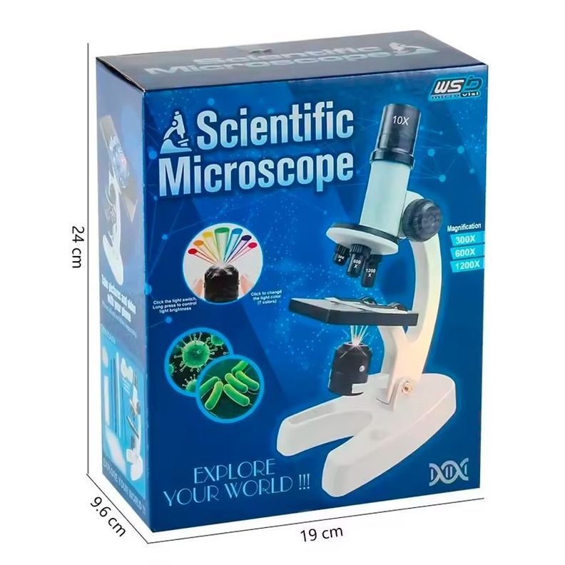 Kit De Microscopio LED De 300X 600X 1200X Para Niños-3