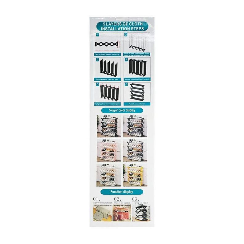 Organizador Zapatero Multifuncional  5 Niveles 57x20x65.5cm-3