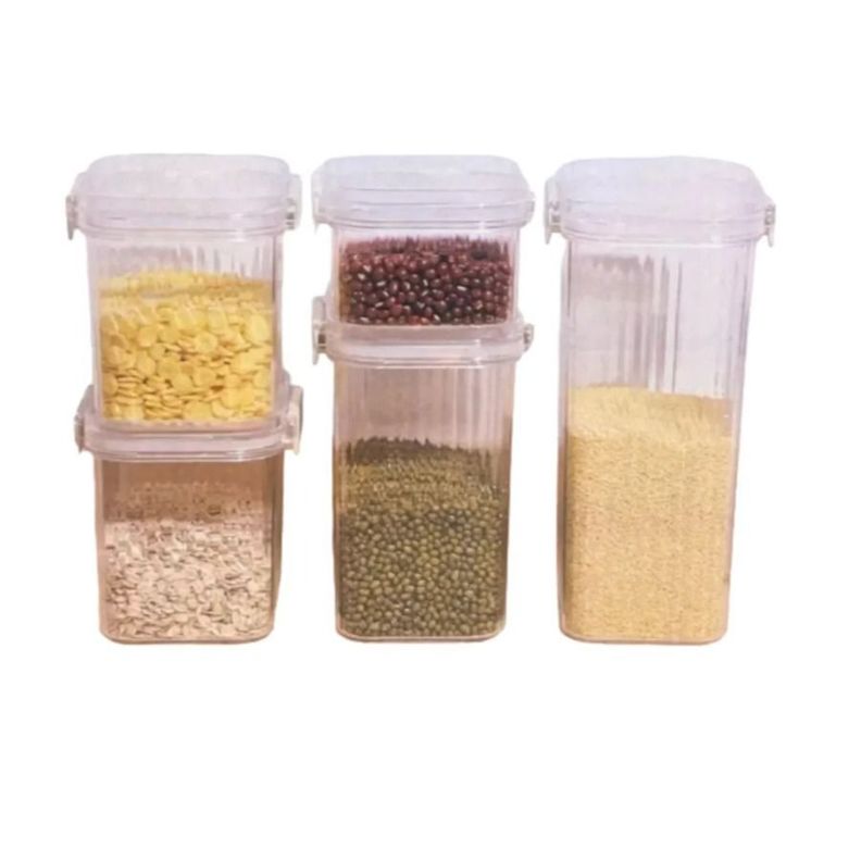 Set 5 Recipientes Hermeticos Almacenamiento Con Tapa Cocina-0