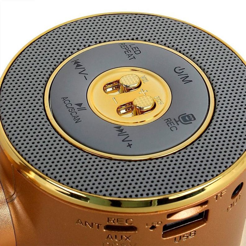 Micrófono Portátil Altavoz Bluetooth Para Smartphones Dorado-4