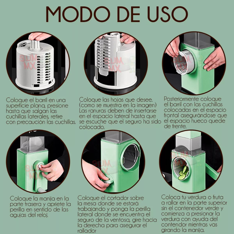 Rallador Cortador Verdura Rebanador Picador Manual Frutas-4