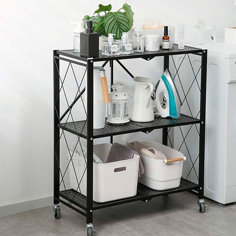 Estante De Almacenamiento Metálico plegable Multiuso De 3 Niveles-5