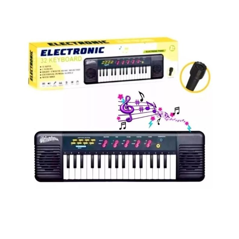 Piano Teclado Musical Infantil Microfone Eléctrico Karaoke 32 teclas -2