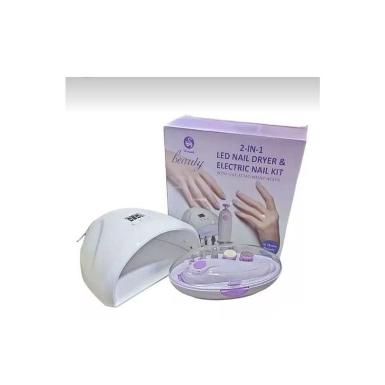 Kit De Lampara Led Uv Y Mini Torno De Manicure 2 en 1 -1