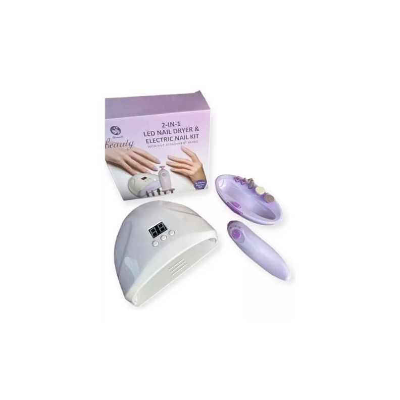 Kit De Lampara Led Uv Y Mini Torno De Manicure 2 en 1 -2