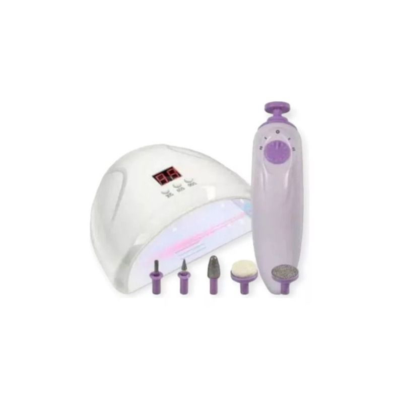 Kit De Lampara Led Uv Y Mini Torno De Manicure 2 en 1 -3