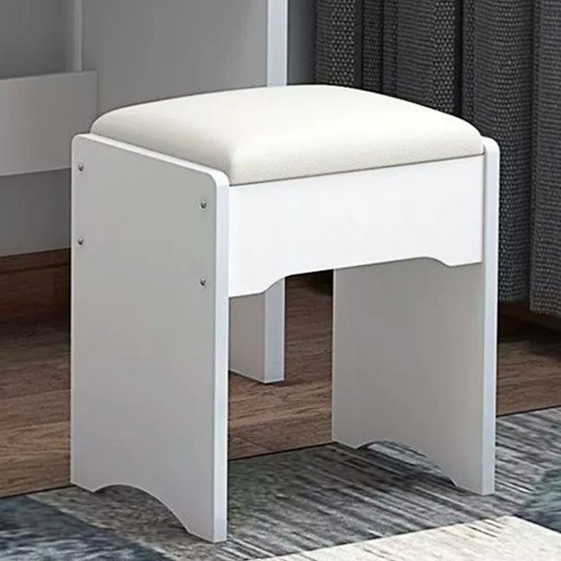 Tocador Con Taburete Blanco Y Espejo Giratorio 138x80x40cm -4
