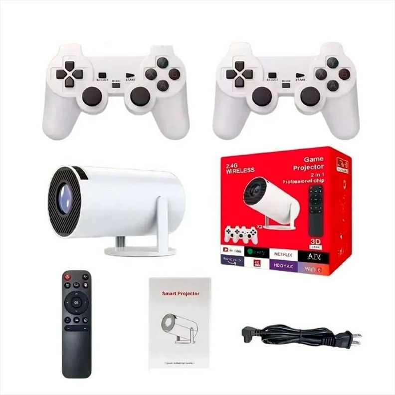 Proyector Para Video Juegos + 2 Controles 4k Hd Retro-1