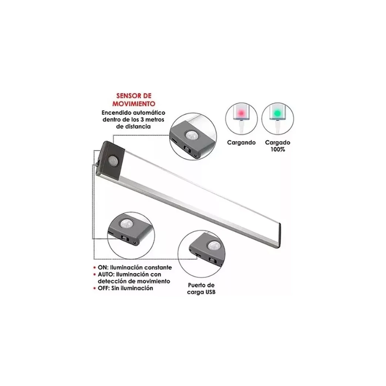 Lampara de armario Led Luz Carga Usb con Sensor De Movimiento-4