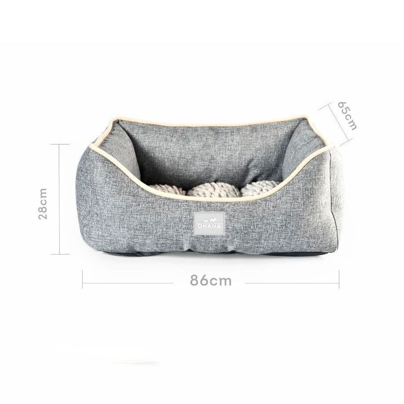 Cama Lavable Para Perros Cuadrado En Lino Premium 86X65X28cm-1