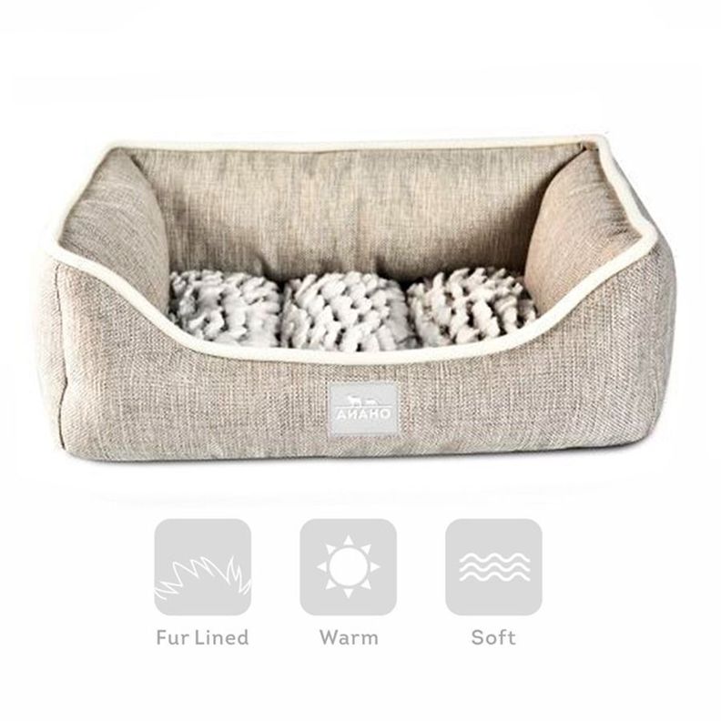 Cama Lavable Para Perros Cuadrado En Lino Premium 86X65X28cm-2