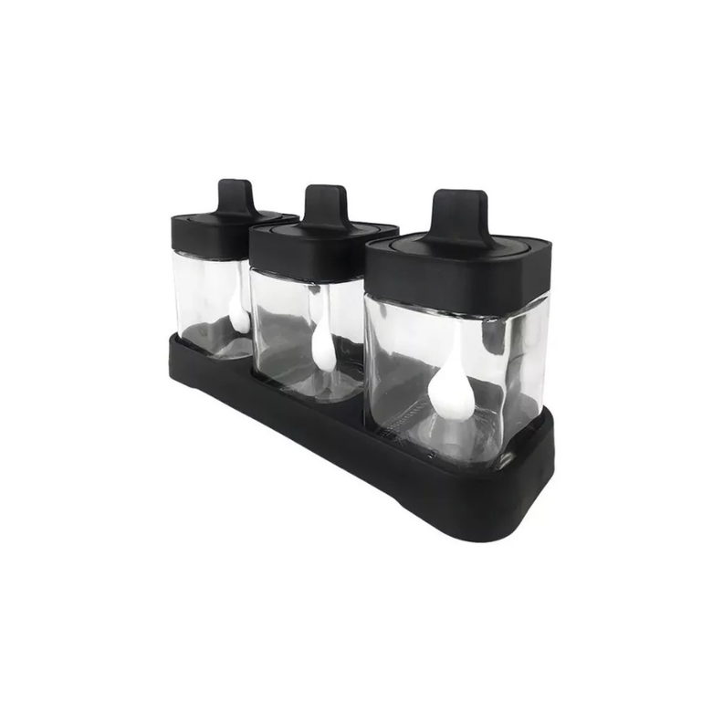 Set 3 Especieros Condimenteros De Vidrio para cocina spice jar-0