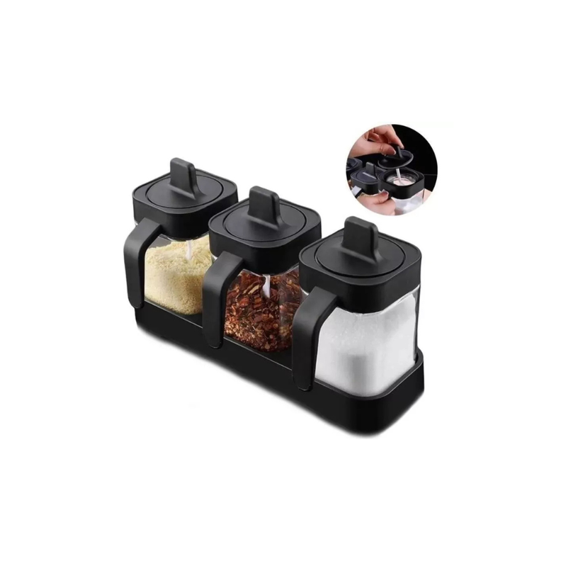 Set 3 Especieros Condimenteros De Vidrio para cocina spice jar-1