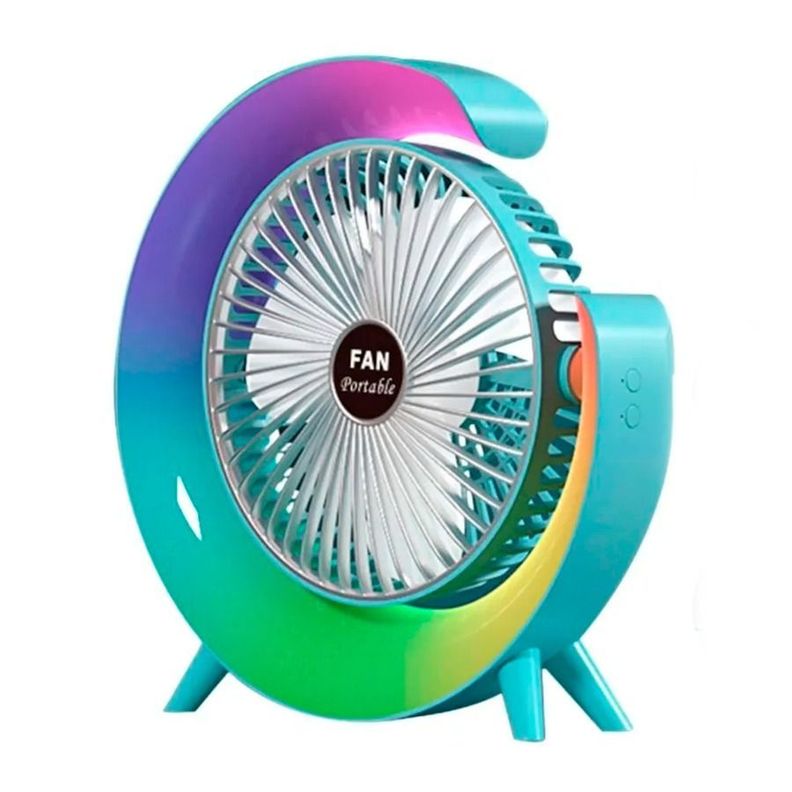 Ventilador Portátil De 3 Velocidades Con Luces RGB-0