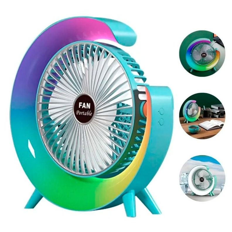Ventilador Portátil De 3 Velocidades Con Luces RGB-4