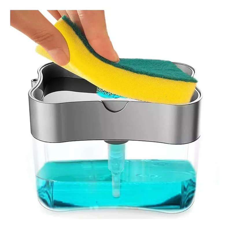 Dispensador De Jabon Liquido Para Lavaplatos con esponja-0