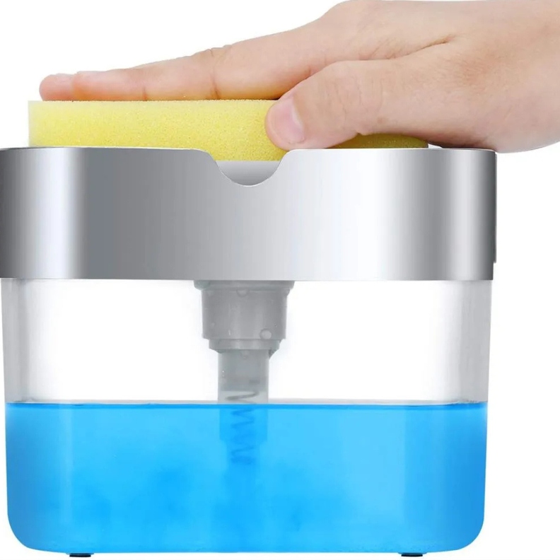 Dispensador De Jabon Liquido Para Lavaplatos con esponja-1