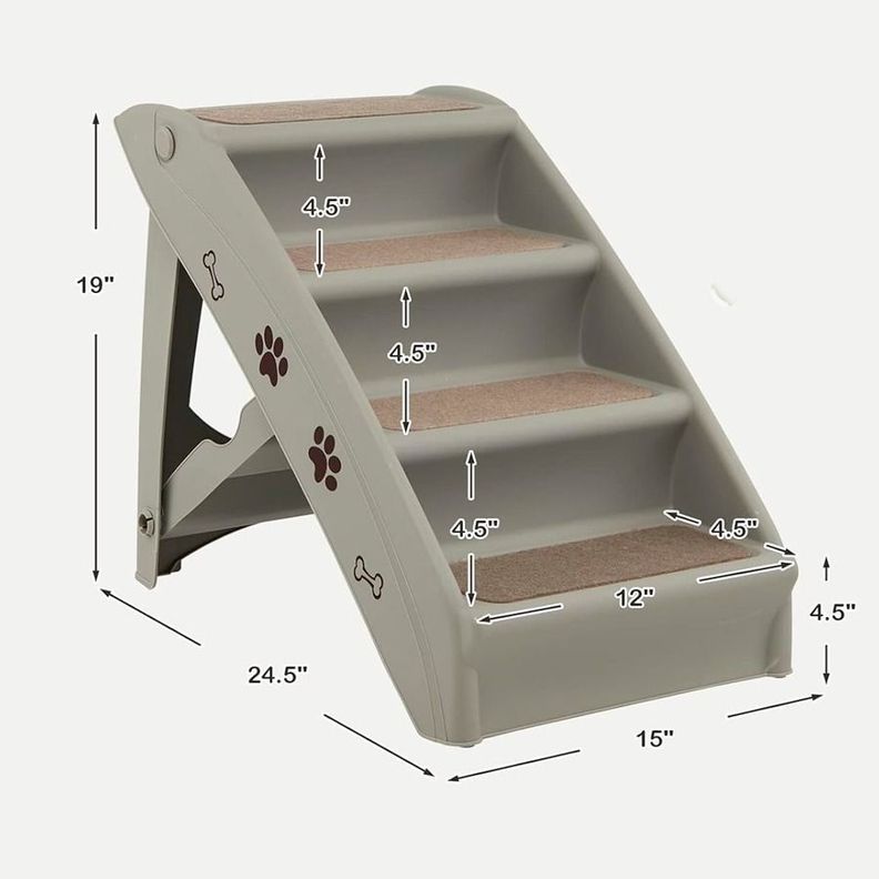Escalera Plegable Antideslizante Para Mascotas 4 Escalones Gris-2