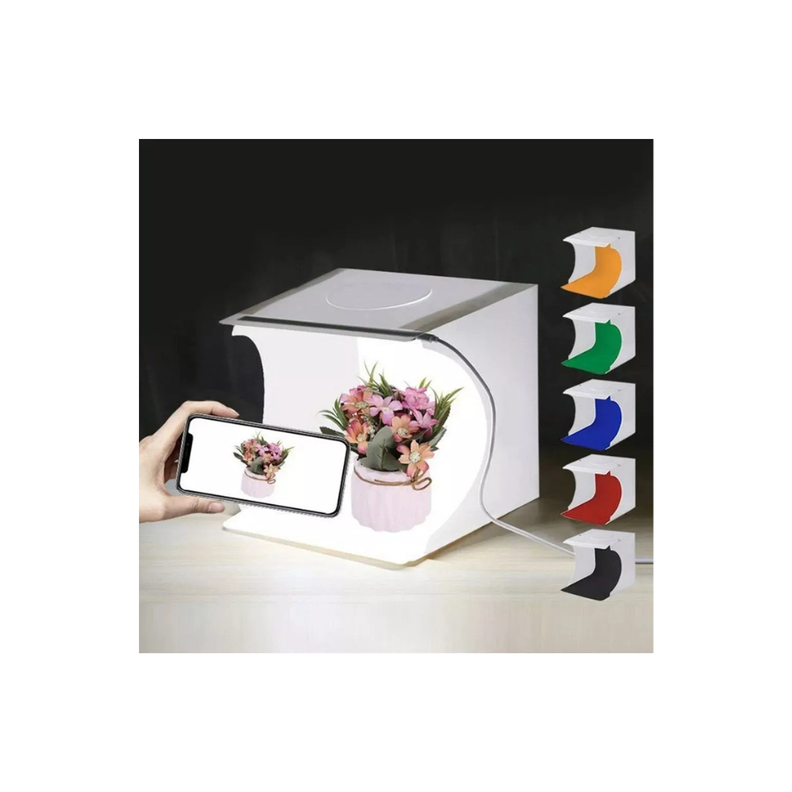 Mini Estudio Fotografico Con Luces Led 40cm fondo blanco-1